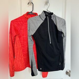 Athleta Running 1/4 Zip Long Sleeve Tops - Size XS (Fits Like S) (Set of 2)